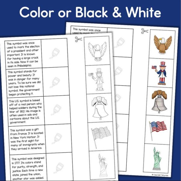 american symbols worksheet